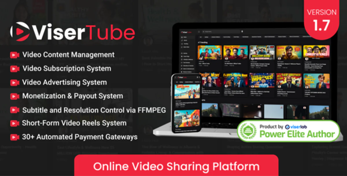 ViserTube – Online Video Sharing & Streaming Platform (YouTube Clone Script)